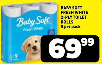 Baby Soft Fresh White 2-ply Toilet Rolls