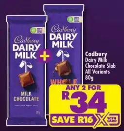 Shoprite Cadbury Dairy Milk Chocolate Slab offer