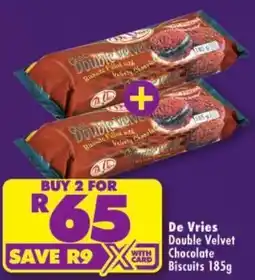 Shoprite De Vries Double Velvet Chocolate Biscuits offer