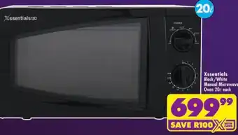 Xssentials Black/White Manual Microwave Oven