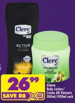 Shoprite Cleré Body Lotion / Crème All Variants offer