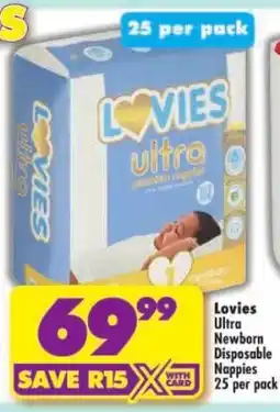 Shoprite Lovies Ultra Newborn Disposable Nappies offer