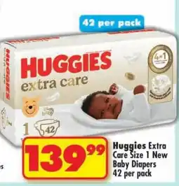 Shoprite Huggies Extra Care Size 1 New Baby Diapers offer