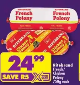 Shoprite Ritebrand French/Chicken Polony offer