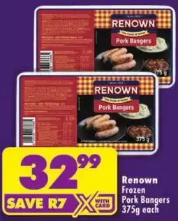 Shoprite Renown Frozen Pork Bangers offer