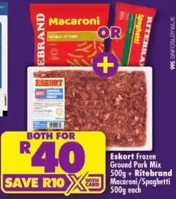 Shoprite Eskort Frozen Ground Pork Mix offer