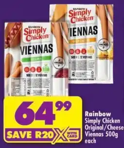 Shoprite Rainbow Simply Chicken Viennas offer