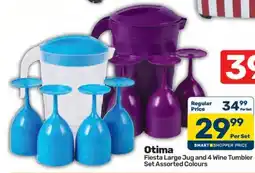 Pick n Pay Hypermarket Otima Fiesta Large Jug and 4 Wine Tumbler Set Assorted Colours offer