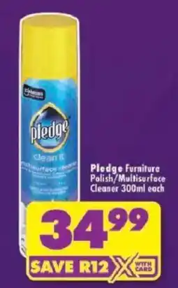 Shoprite Pledge Furniture Polish/Multisurface Cleaner offer