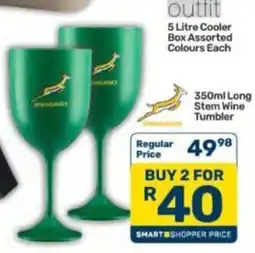 Pick n Pay Springbok 350ml Long Stem Wine Tumbler Assorted offer
