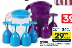 Pick n Pay Otima Fiesta Large Jug and 4 Wine Tumbler Assorted offer