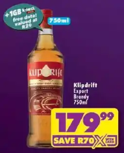 Shoprite Klipdrift Export Brandy offer