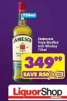 Shoprite Jameson Triple Distilled Irish Whiskey offer