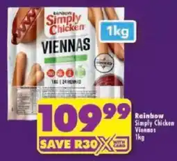 Shoprite Rainbow Simply Chicken Viennas offer