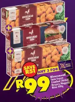 Shoprite Riversmead Farm Frozen Crumbed Chicken Burgers/Nuggets/Bites offer