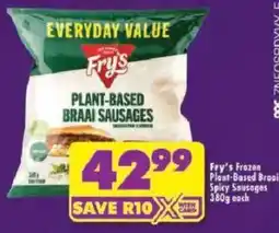 Shoprite Fry's Plant-Based Braai Sausages offer