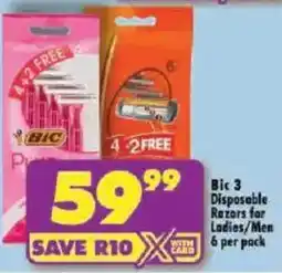 Shoprite Bic 3 Disposable Razors for Ladies/Men offer