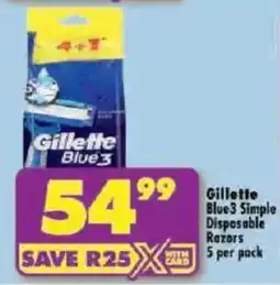 Shoprite Gillette Blue3 Simple Disposable Razors offer