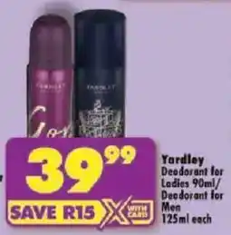 Shoprite Yardley Deodorant offer