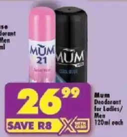 Shoprite Mum Deodorant offer