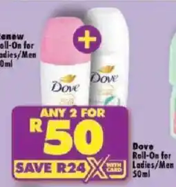 Shoprite Dove Roll-On for Ladies/Men offer