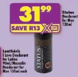 Shoprite Status Deodorant for Men offer
