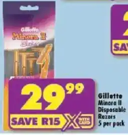 Shoprite Gillette Minora II Disposable Razors offer