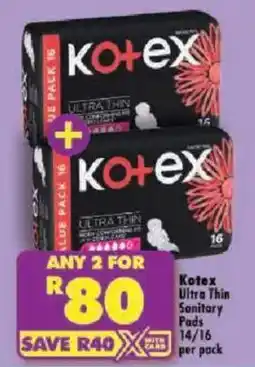 Shoprite Kotex Ultra Thin Sanitary Pads offer