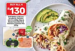 Pick n Pay PnP White or Brown Tortilla, Chicken Stir Fry, Ripe & Ready Avocado & Rainbow Coleslaw Mix offer