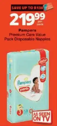 Checkers Pampers Premium Care Value Pack Disposable Nappies offer