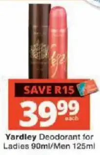 Checkers Yardley Deodorant offer