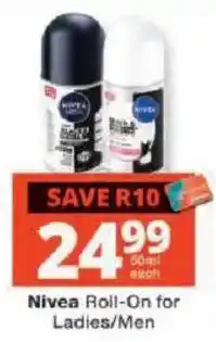 Checkers Nivea Roll-On for Ladies/Men offer