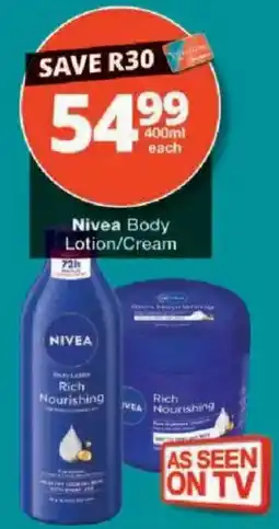 Checkers Nivea Body Lotion/Cream offer