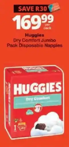 Checkers Huggies Dry Comfort Jumbo Pack Disposable Nappies offer