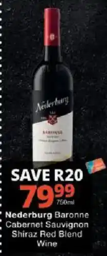 Checkers Nederburg Baronne Cabernet Sauvignon Shiraz Red Blend Wine offer