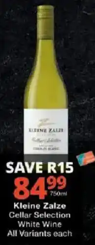 Checkers Kleine Zalze Cellar Selection White Wine offer