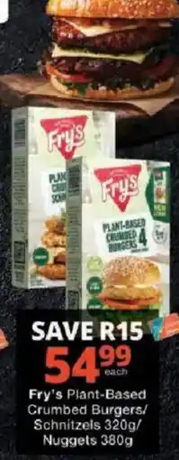 Checkers Fry's Plant-Based Crumbed Burgers/Schnitzels offer