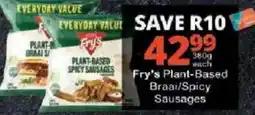 Checkers Fry's Plant-Based Braai/Spicy Sausages offer