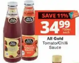 Checkers All Gold Tomato/Chilli Sauce offer