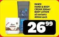 Usave Dawn - hand & body cream / body lotion offer