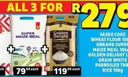 Usave Sasko - super maize meal, golden delight long grain white parboiled thai rice offer