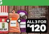 Usave Best buy - class 1 best buy potatoes 7kg pocket + best buy carrots 3kg bag + beetroot 3kg bag offer