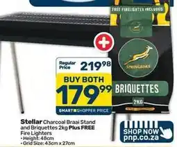 Pick n Pay Stellar charcoal braai stand and briquettes 2kg offer