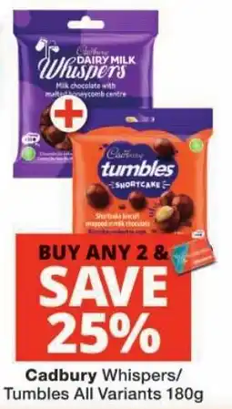 Checkers Cadbury Whispers/Tumbles offer