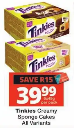 Checkers Tinkies Creamy Sponge Cakes offer