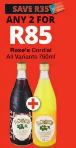 Checkers Rose's Cordial offer