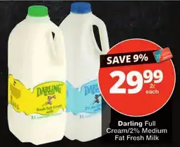 Checkers Darling Full Cream/2% Medium Fat Fresh Milk offer