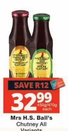 Checkers Mrs H.S. Ball's Chutney All Variants offer