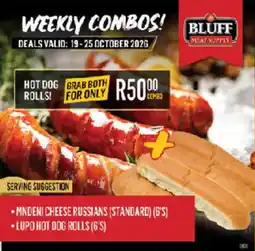 Bluff Meat Supply Mndeni cheese russians standard + lupo hot dog rolls offer