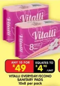Shoprite Vitalli Everyday/Econo Sanitary Pads offer